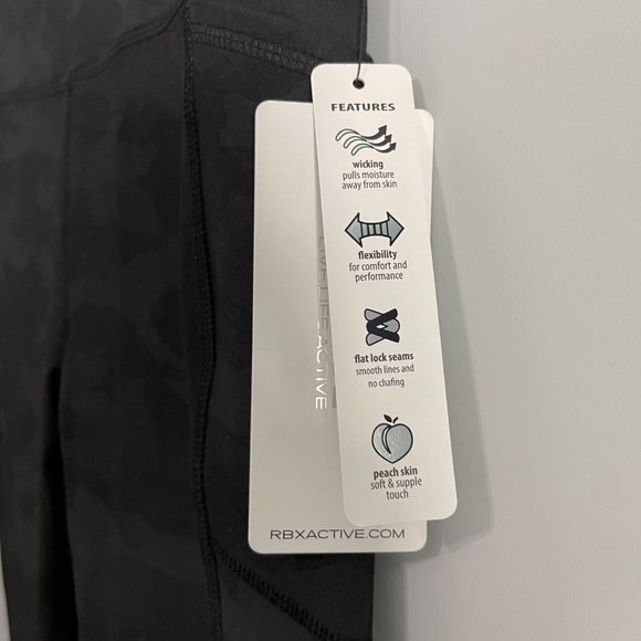 RBX M Black Camo Side pockets Full Length leggings Style CR6887 - Picture 2 of 6